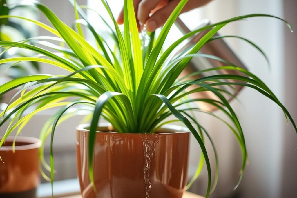 watering spider plant